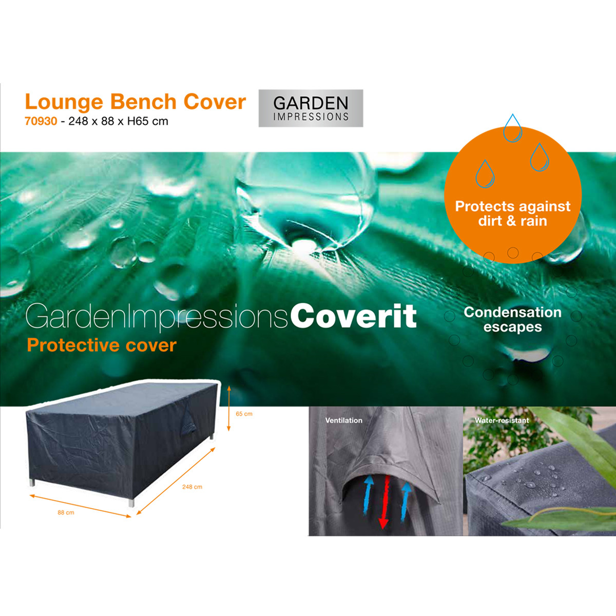 Coverit loungebank hoes - 248x88xH65 cm