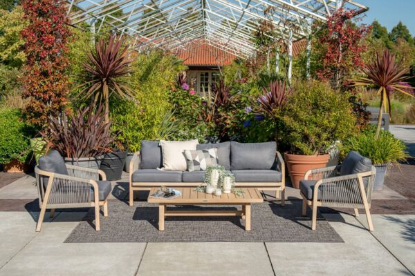 Santos loungeset - 4-delig - acaciahout met white wash - rope donker grijs - mystic grey - Afbeelding 2