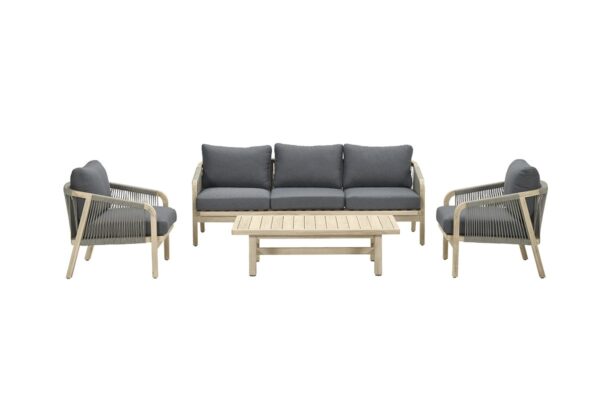 Garden Impressions Santos Loungeset - 4-teilig  - acacia white wash - rope dark grey - mystic grey