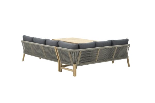 Santos lounge-diningset - 5-delig - links - acaciahout met white wash - rope donker grijs - mystic grey - Afbeelding 2