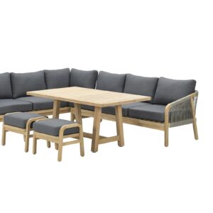 Garden Impressions Santos Lounge-Dining Set - 5-teilig - Links  - acacia white wash - rope dark grey - mystic grey