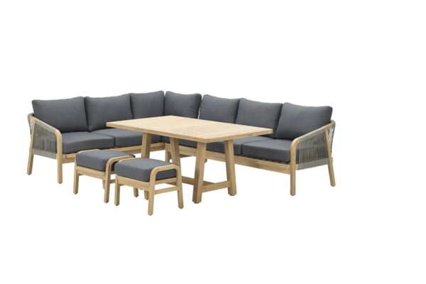 Garden Impressions Santos Lounge-Dining Set - 5-teilig - Links  - acacia white wash - rope dark grey - mystic grey