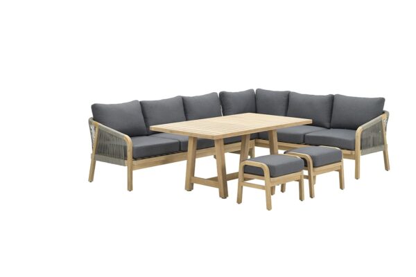 Garden Impressions Santos Lounge-Dining Set - 5-teilig - Rechts  - acacia white wash - rope dark grey - mystic grey