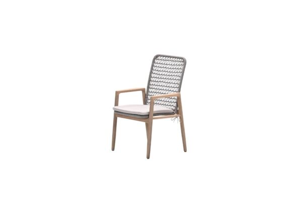 Skala Dining Stuhl - Akazienholz mit white wash -  rope taupe - grey sand