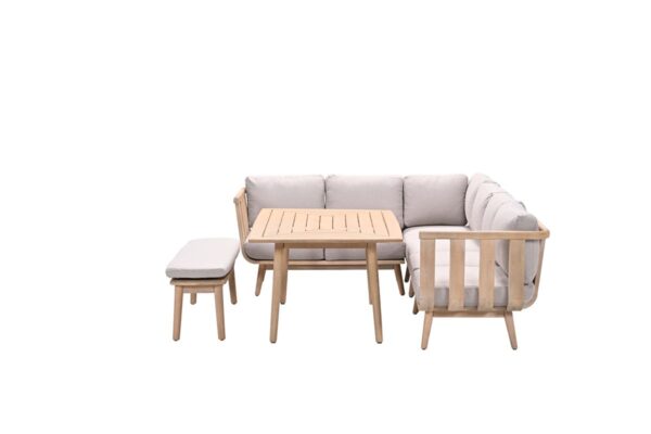 King lounge-diningset - 6-delig - acaciahout met white  wash - grey sand - Afbeelding 2
