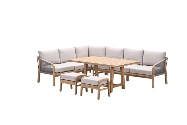 Santos lounge-diningset - 5-delig - links - acaciahout met   white wash - rope taupe - grey sand - Afbeelding 2