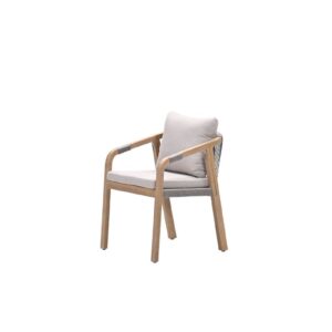 Santos Dining Stuhl - Akazienholz mit white wash - rope taupe - grey sand