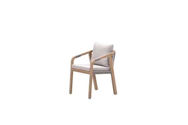 Santos Dining Stuhl - Akazienholz mit white wash - rope taupe - grey sand