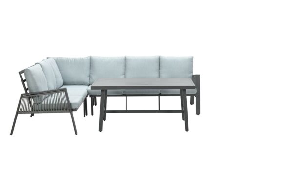 Andrea lounge-diningset - 4-delig - links - carbon black - rope donker grijs - mint grey - Afbeelding 2