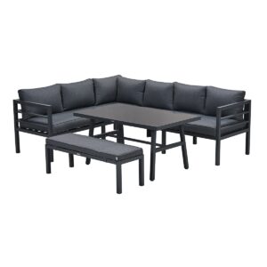 Garden Impressions Lounge-Diningset Bleco - carbon black/reflex black - 7 Plätze