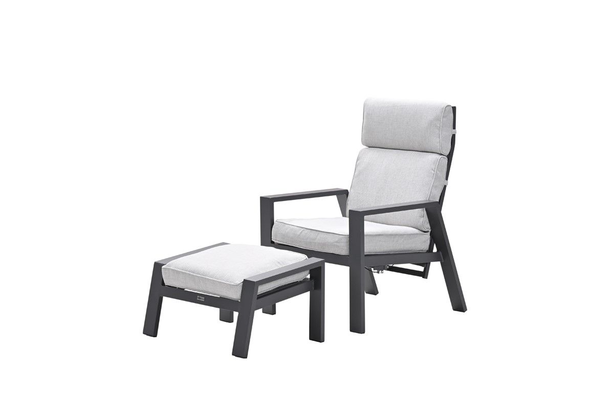 Max verstelbare fauteuil inclusief voetenbank -  carbon black - valley sand
