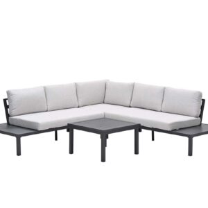 Prinos Loungeset - 4-teilig - carbon black - valley sand