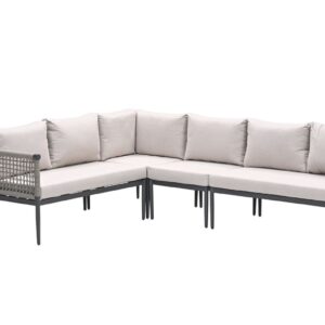Garden Impressions Teramon Eckset - 4-teilig - carbon black -  rope taupe - desert sand