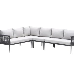 Garden Impressions Teramon Eckset - 4-teilig - carbon black -  rope dark grey - valley sand