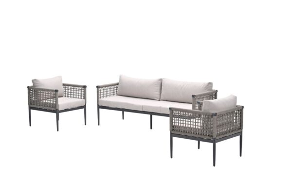 Teramon Loungeset - 3-teilig -  carbon black - rope taupe - desert sand