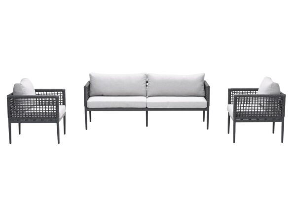 Teramon loungeset - 3-delig -  carbon black - rope dark grey - valley sand - Afbeelding 2