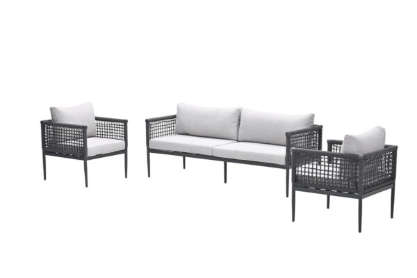 Teramon Loungeset - 3-teilig -  carbon black - rope dark grey - valley sand