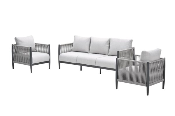 Diamo Loungeset - 3-teilig - carbon black -  rope grey sand - valley sand