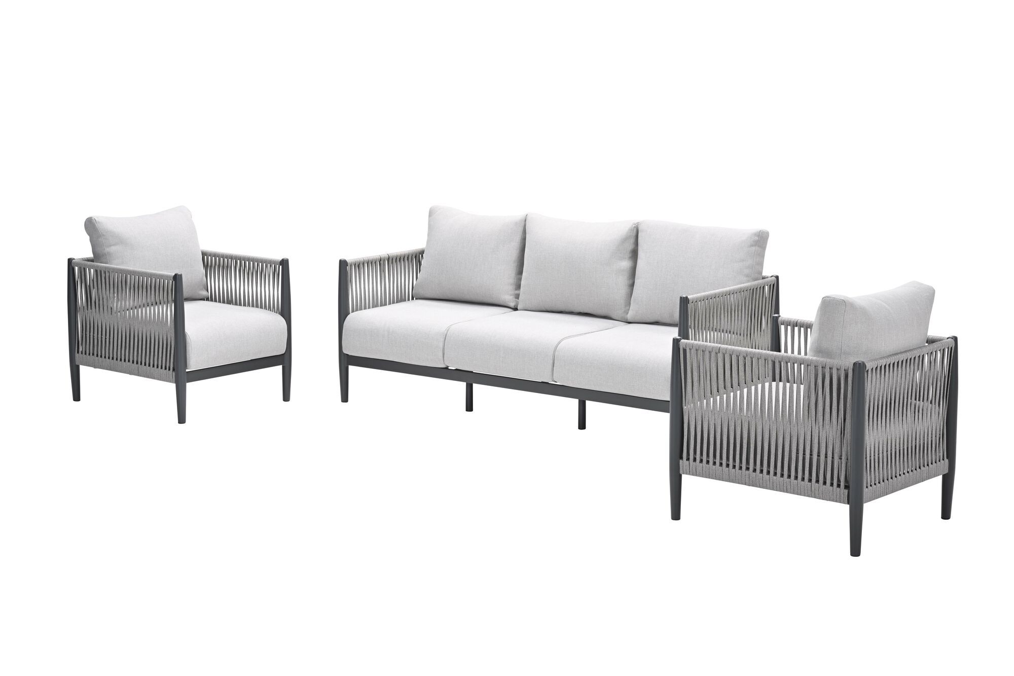 Diamo loungeset - 3-delig - carbon black -  rope grey sand - valley sand