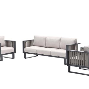 Bologna Loungeset - 3-teilig - carbon black -  taupe - desert sand