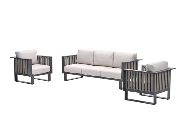 Bologna Loungeset - 3-teilig - carbon black -  taupe - desert sand
