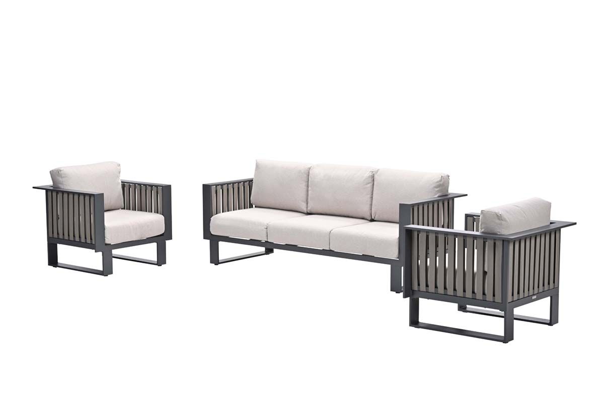 Bologna loungeset - 3-delig - carbon black -  taupe - desert sand