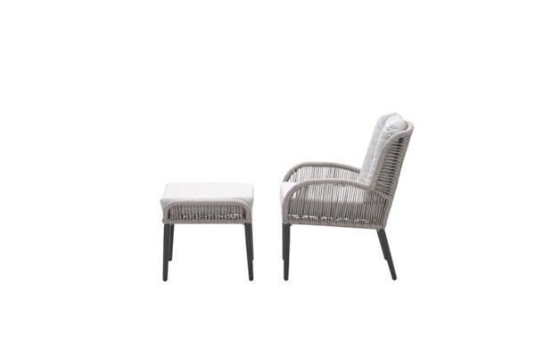 Andorra fauteuil - inclusief voetenbank - carbon black -  rope taupe - valley sand - Afbeelding 2