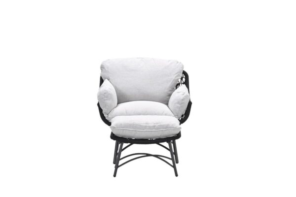 Logan fauteuil inclusief voetenbank - rope zwart - valley sand - Afbeelding 2