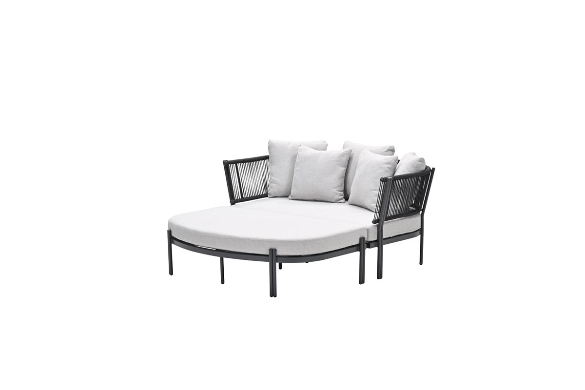 San Remo divanbed - carbon black - rope lava zwart - valley sand