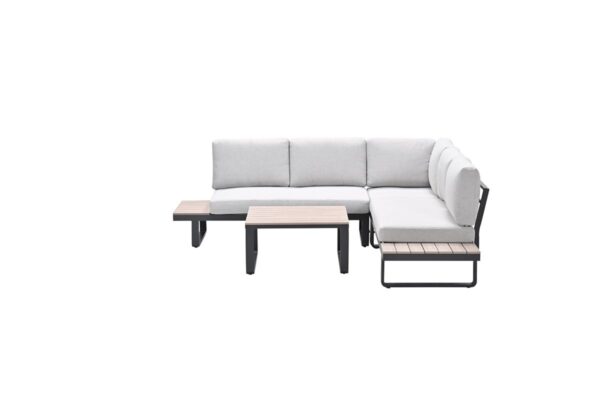 Masone loungeset - 4-delig -  carbon black  valley sand - light teak Vironwood - Afbeelding 2