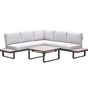 Masone Loungeset - 4-teilig -  carbon black  valley sand - light teak Vironwood