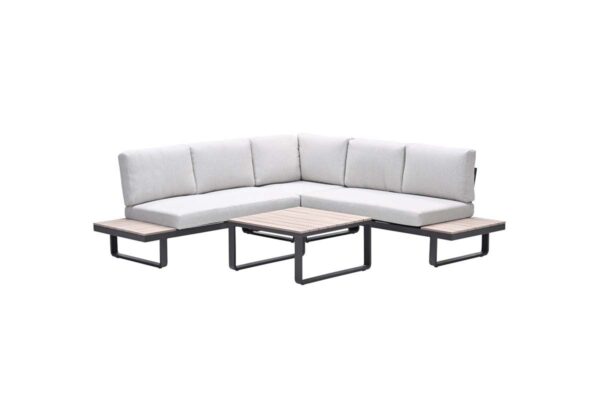 Masone Loungeset - 4-teilig -  carbon black  valley sand - light teak Vironwood