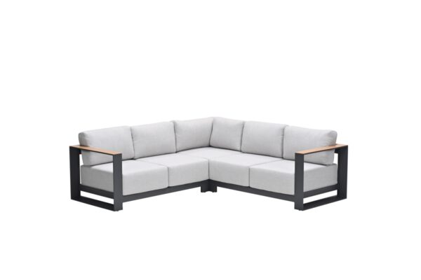Levanto Eckset - 3-teilig - carbon black - valley sand -  light teaklook
