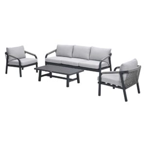 Monti Loungeset - 4-teilig - carbon black -  rope taupe - valley sand