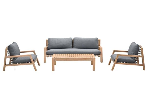 Garden Impressions Wailua Loungeset - 4-teilig  - eucalyptus white wash - strap dark grey - mystic grey