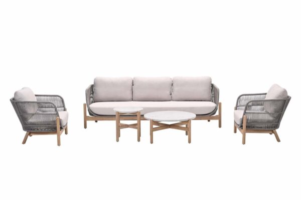 Talara loungeset - 5-delig - acaciahout met white wash - rope taupe - grey sand - Afbeelding 2