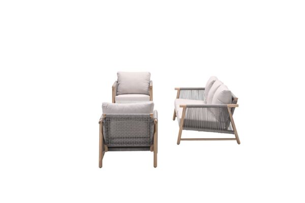Meteor loungeset - 4-delig - acaciahout met white wash - rope taupe - grey sand - Afbeelding 2