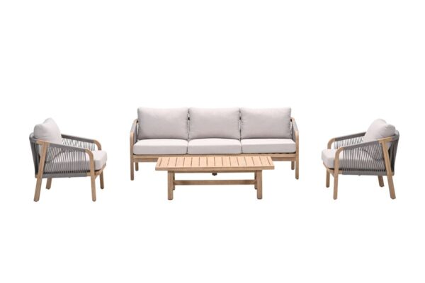 Santos loungeset - 4-delig - acaciahout met white wash - rope taupe - grey sand - Afbeelding 2