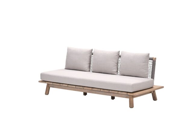 Lunar driezitsbank - acaciahout met white wash -  rope taupe - grey sand - Afbeelding 2
