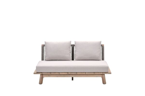 Lunar tweezitsbank - Akazienholz mit white wash -  rope taupe - grey sand