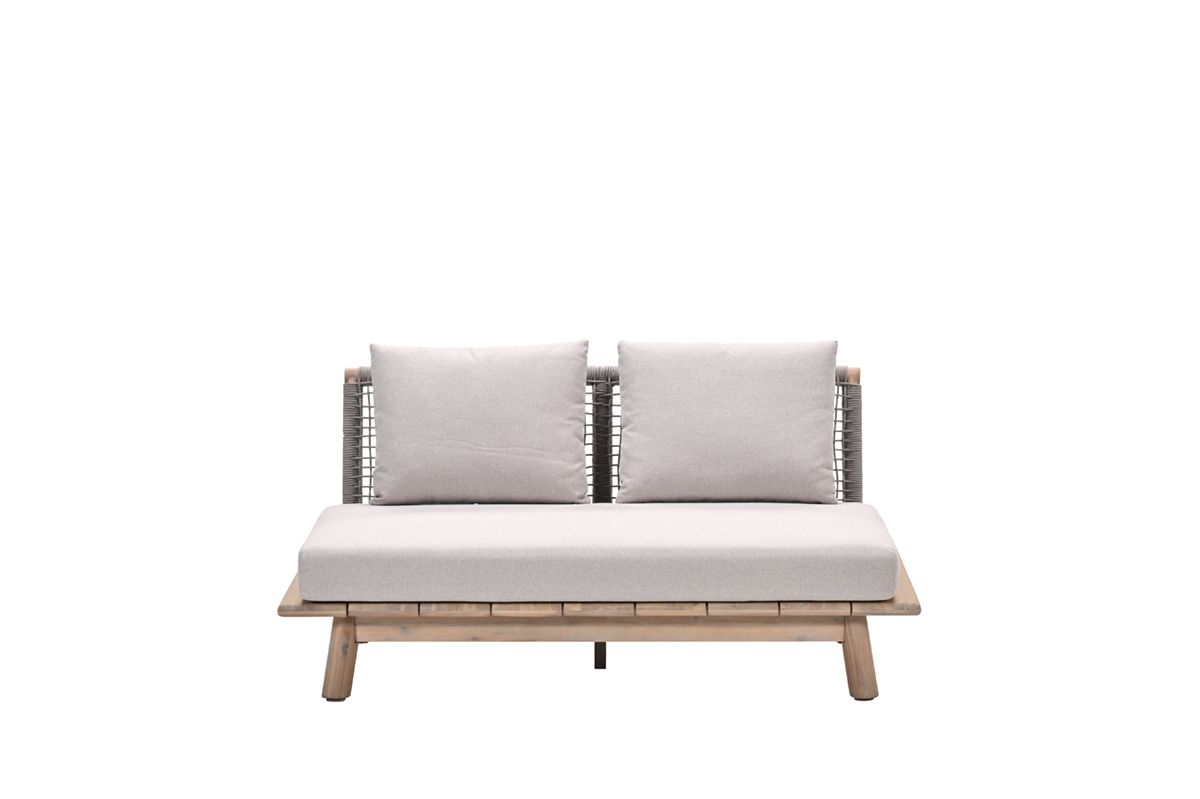 Lunar tweezitsbank - acaciahout met white wash -  rope taupe - grey sand