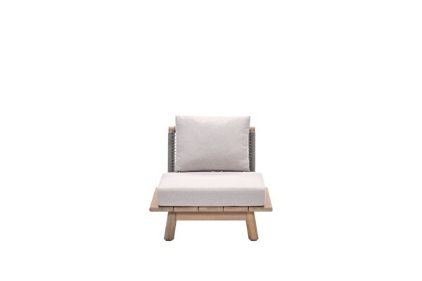 Lunar Lounge Stuhl - Akazienholz mit white wash -  rope taupe - grey sand