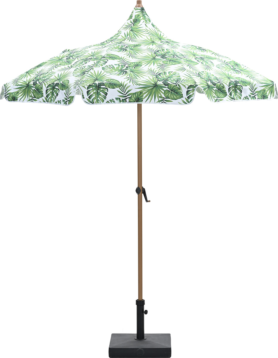 Garden Impressions Aloha – stokparasol Ø200 cm – light teak look – palm green