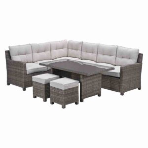 Garden Impressions Blue bird Lounge-Dining Set - 5-teilig - links - organisch grau - desert sand