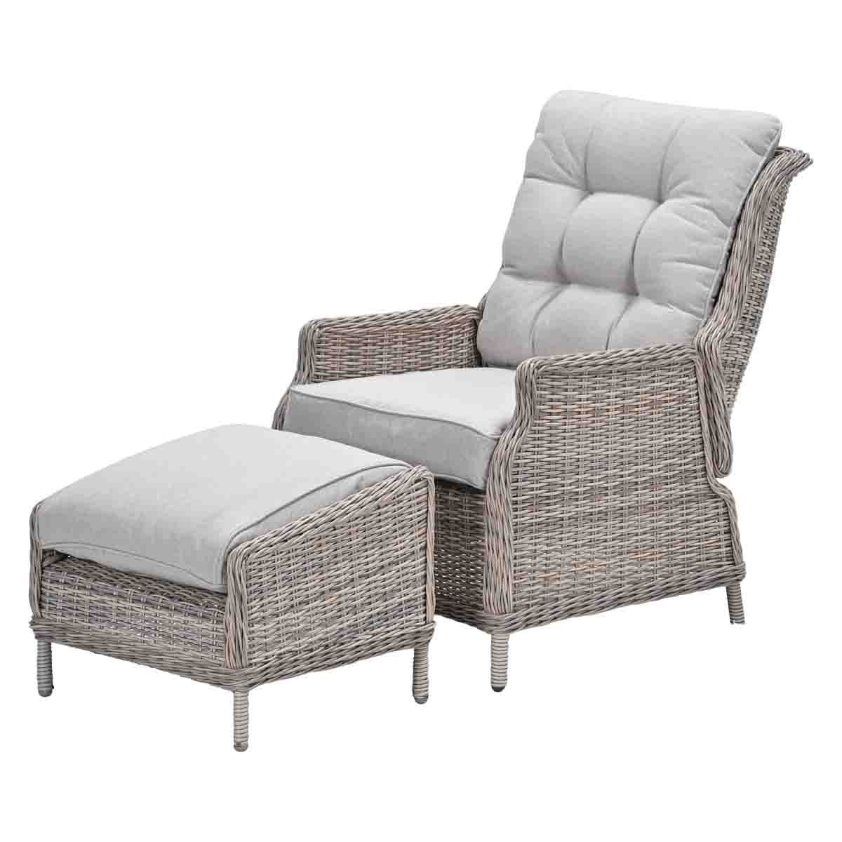 Garden Impressions Veracruz wicker relax tuinstoel met voetenbank