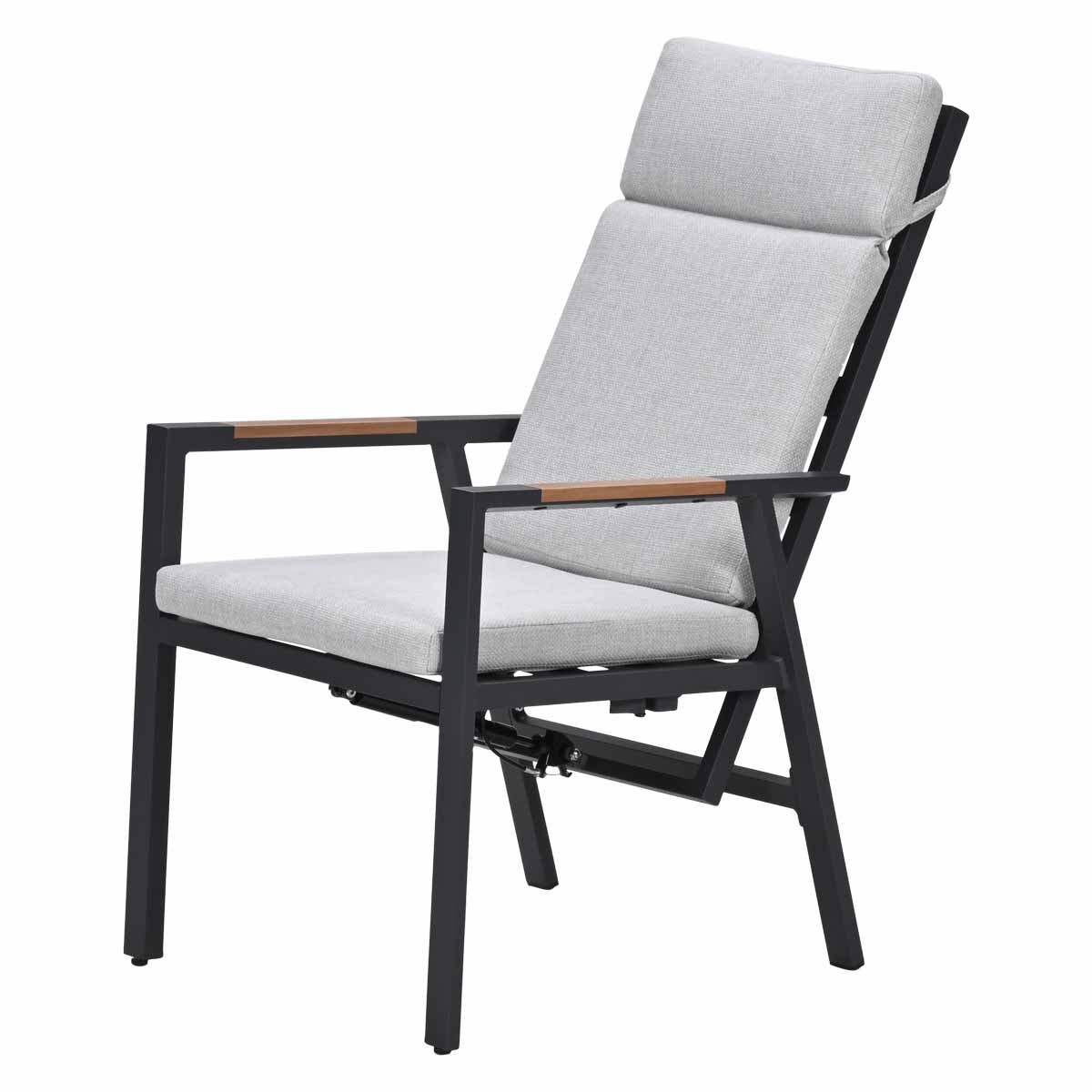 Garden Impressions Felini verstelbare tuinstoel - carbon black - valley sand - light teak look