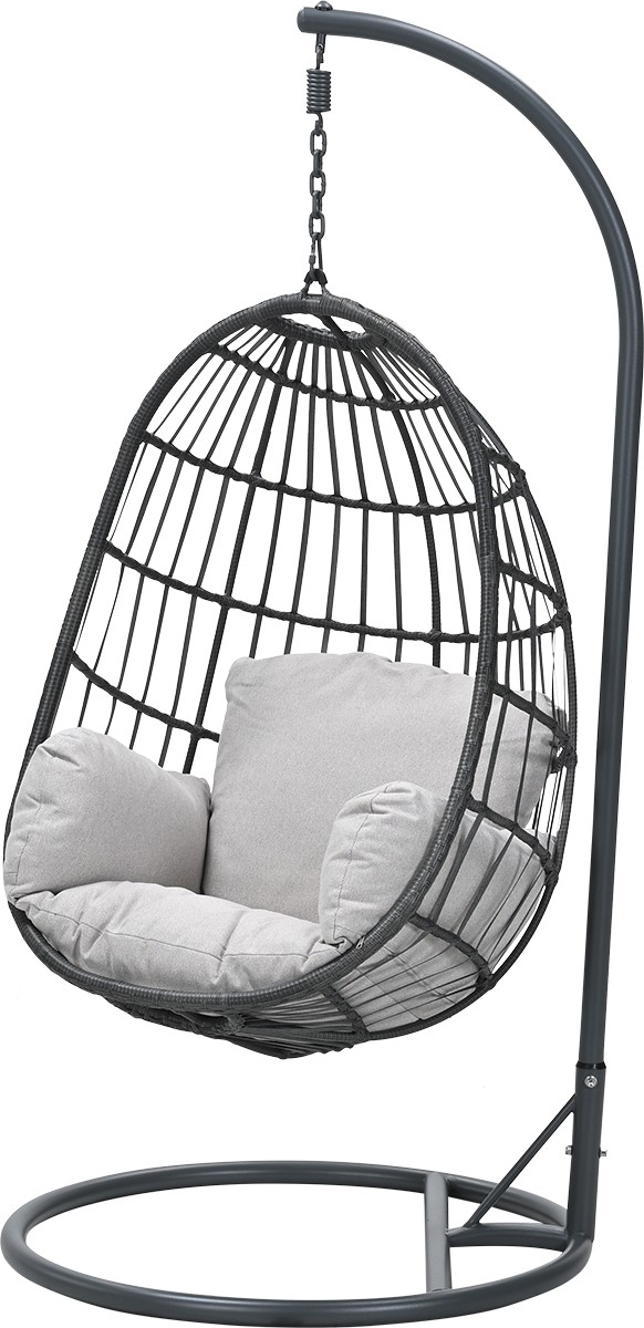 Garden Impressions Fargo wicker hangstoel - eivorm - carbon black - earl grijs