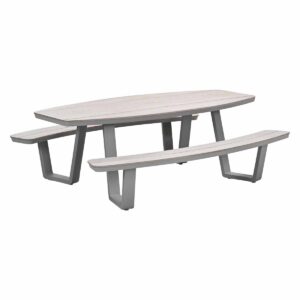 Garden Impressions Bell Picknick Set oval - 220x193xH75 cm Taupe -  light teak look Vironwood