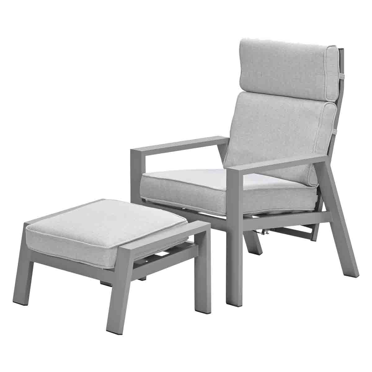 Garden Impressions Max verstelbare, aluminium loungestoel met voetbank - taupe