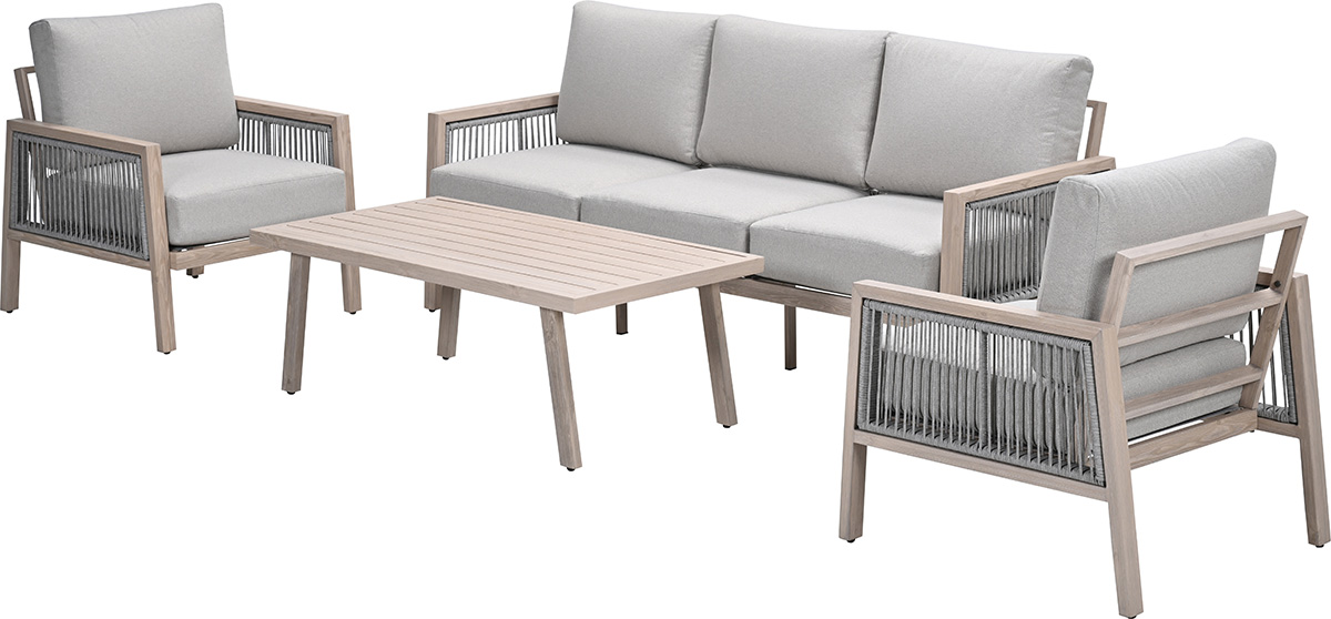 Garden Impressions Decala aluminium loungeset - 4-delig - licht eikenlook